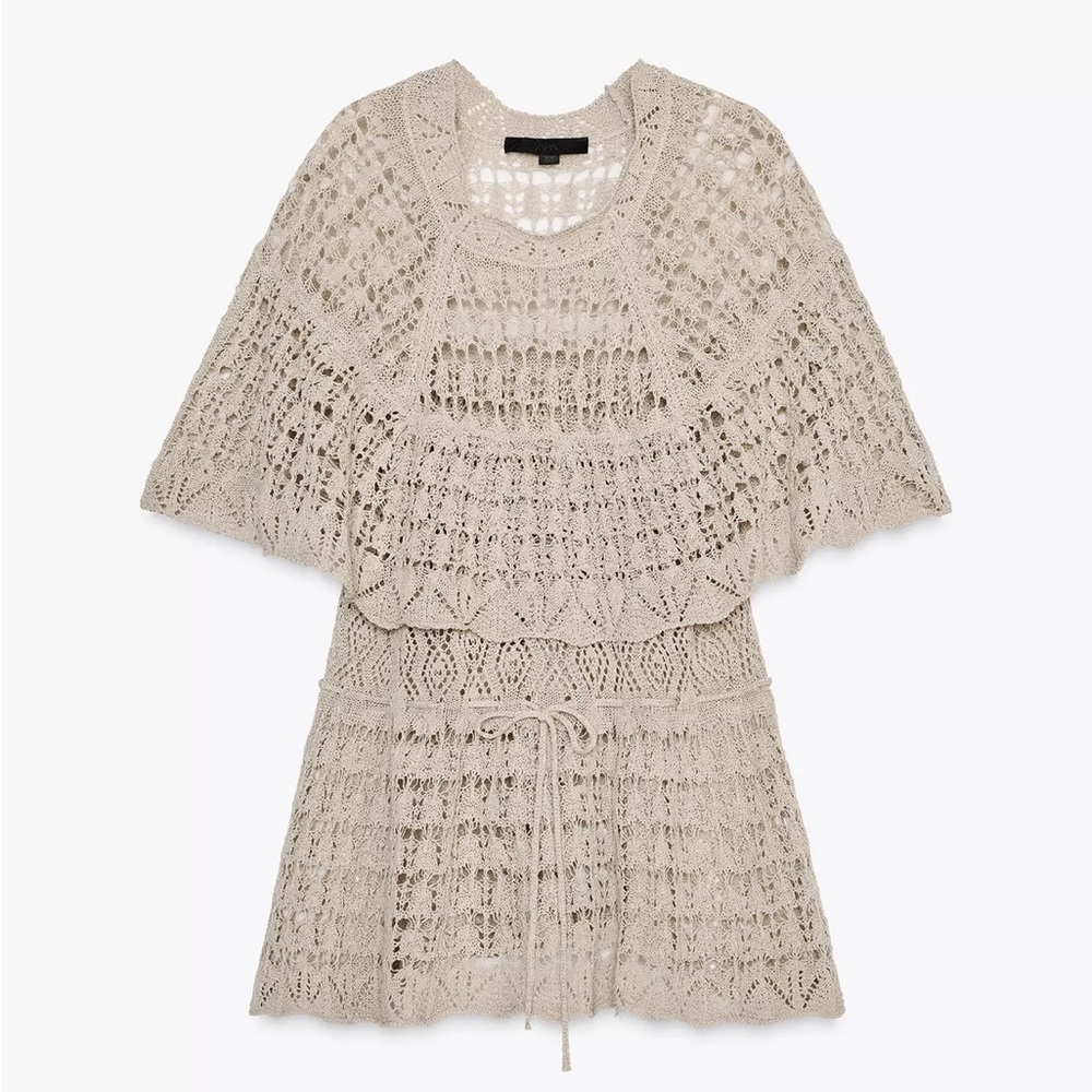 Gray Crochet Knit Tunic